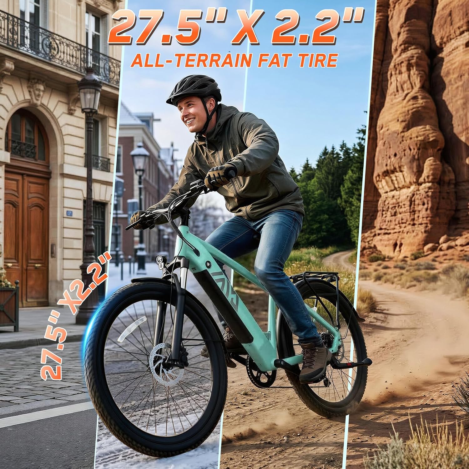 TST Electric Bike-1200W Peak, 27.5x2.25 Tires, Aluminum Frame, 48V 15AH Removable Battery Ebike, Dual Hydraulic Brakes, 7-Speed, LCD & APP, UL 2849 Certification