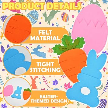 24Pcs Easter Cutlery Holders Felt Accessories,Money Holder Gifts for Cash