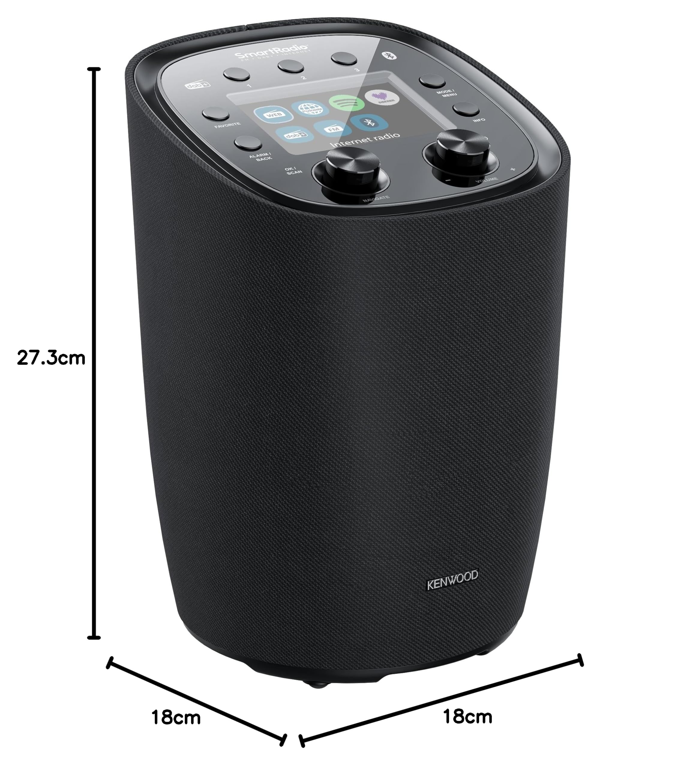 Kenwood CR-ST500S-B - Radio Inteligente con Pantalla TFT a Color de 4", Radio Internet WiFi, Dab+, FM, Spotify (HiFi), Deezer, Bluetooth, estéreo RMS 30 W, subwoofer Integrado, Mando a Distancia,