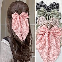 4 PCS Premium Hair Bows Claw Clips for Women & Girls in Black - Satin Non-Slip Bow-knot Hair Clips for Thick or Thin Hair, Big Bows