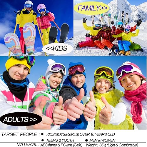 Miniatura 6 de Yidomto Gafas de esquí, paquete de 3 gafas de snowboard para niños, niñas, jóvenes, hombres y mujeres