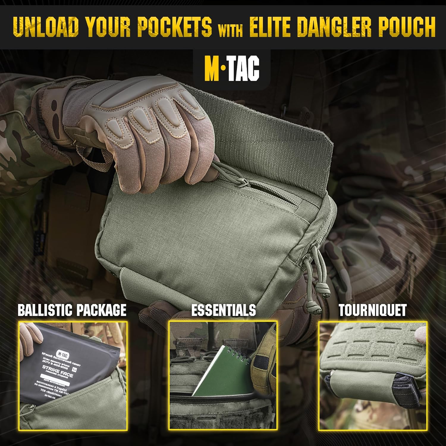M-Tac Elite Dangler Pouch Large - Tactical Drop Down Utility Pouch with Hook & Loop Carrying - Dump Tool Pouch Carrying Kit Lower Bag
