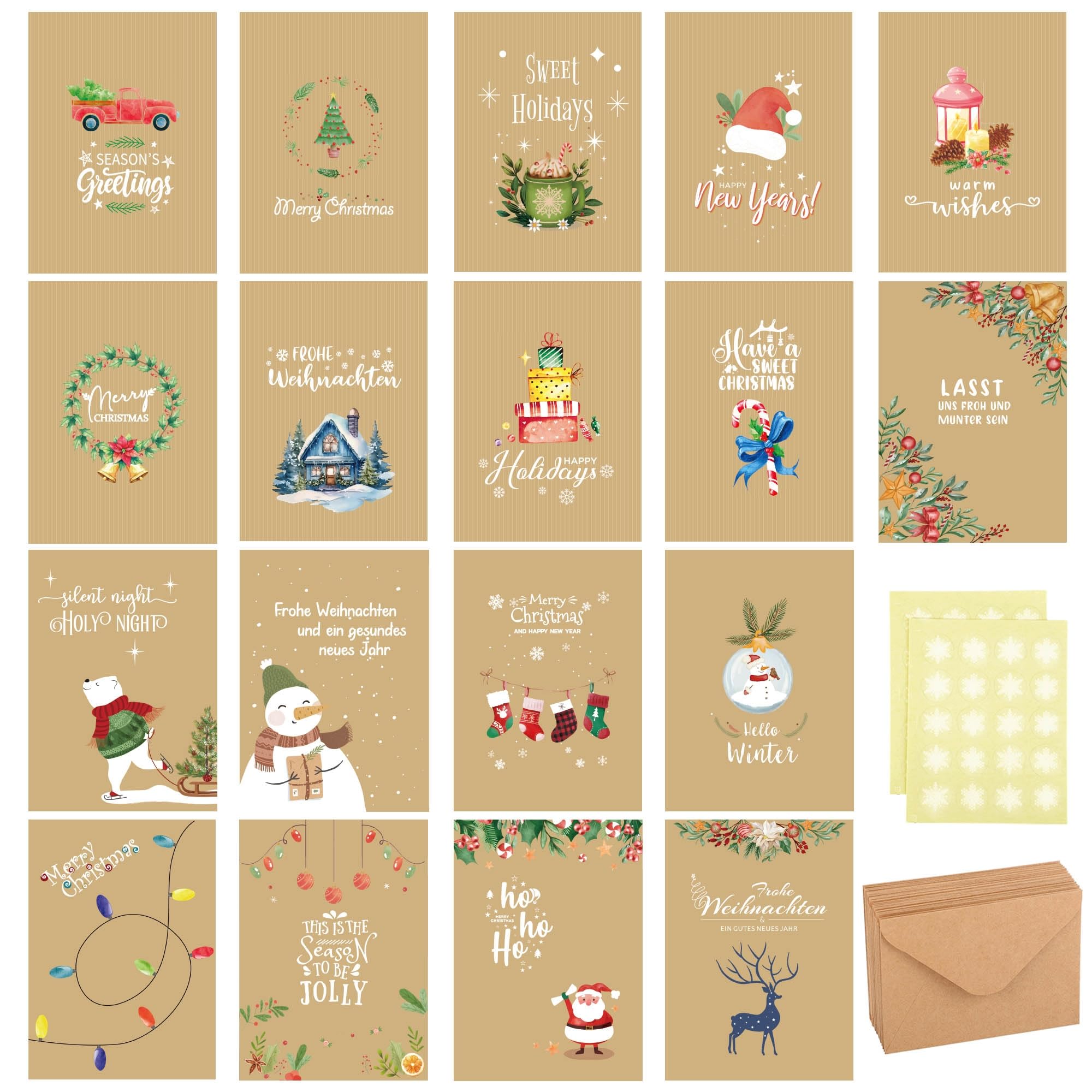 Lot De 36 Papier à Lettre De Noël Avec Enveloppes Enveloppe En