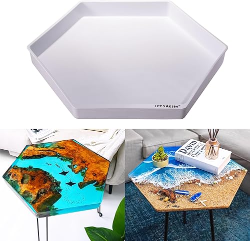 LET'S RESIN Moldes de resina sin sellado, moldes de mesa de resina grandes reutilizables, moldes de silicona de 23.7 x 21.3 x 2 pulgadas para resina