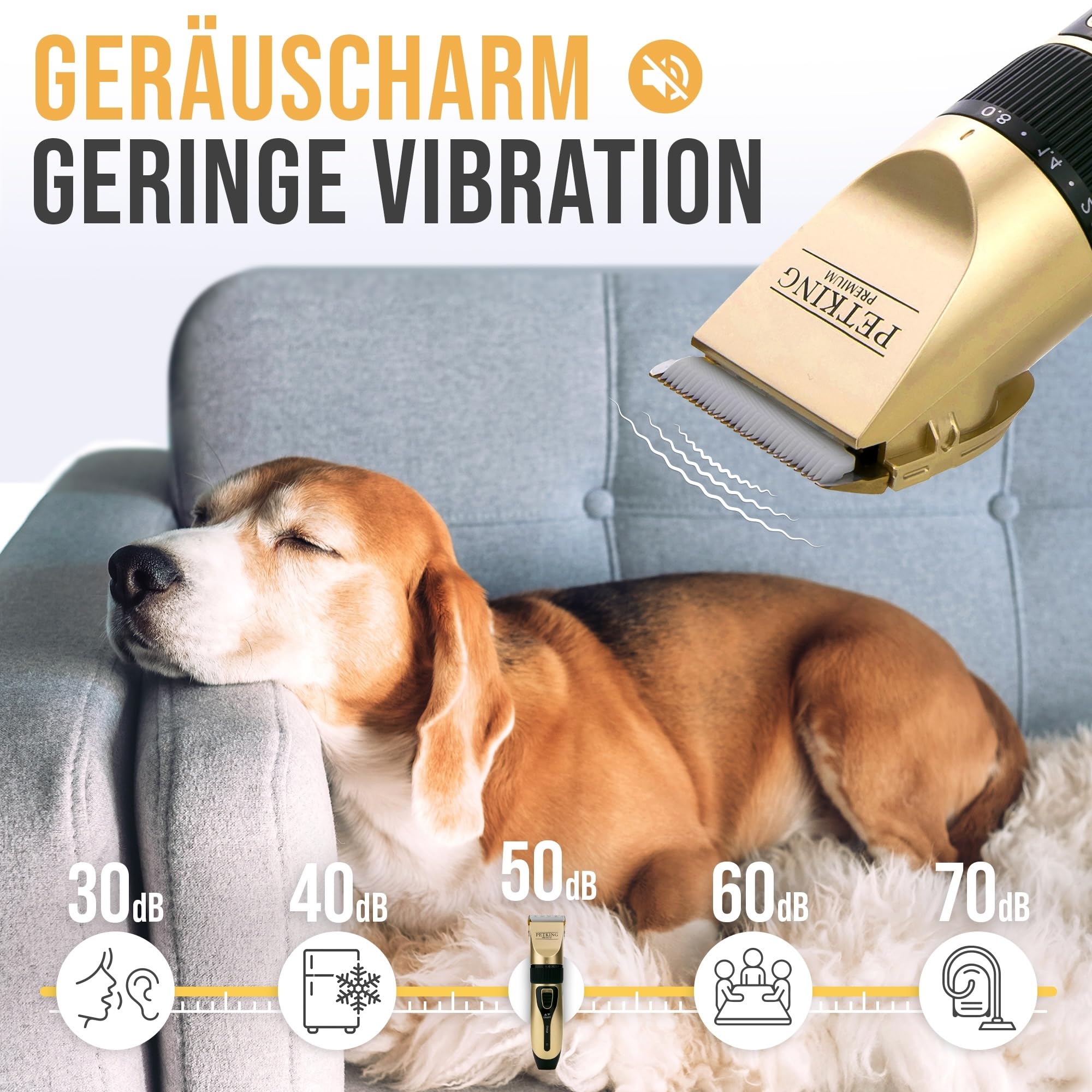 PetKing Premium Hundeschermaschine Profi – Leise Kabellose Tierhaarschneidemaschine mit Titanklinge für Hunde & Katzen, Langhaar, dickes & verfilztes Fell, Hund Katze Schermaschine Set