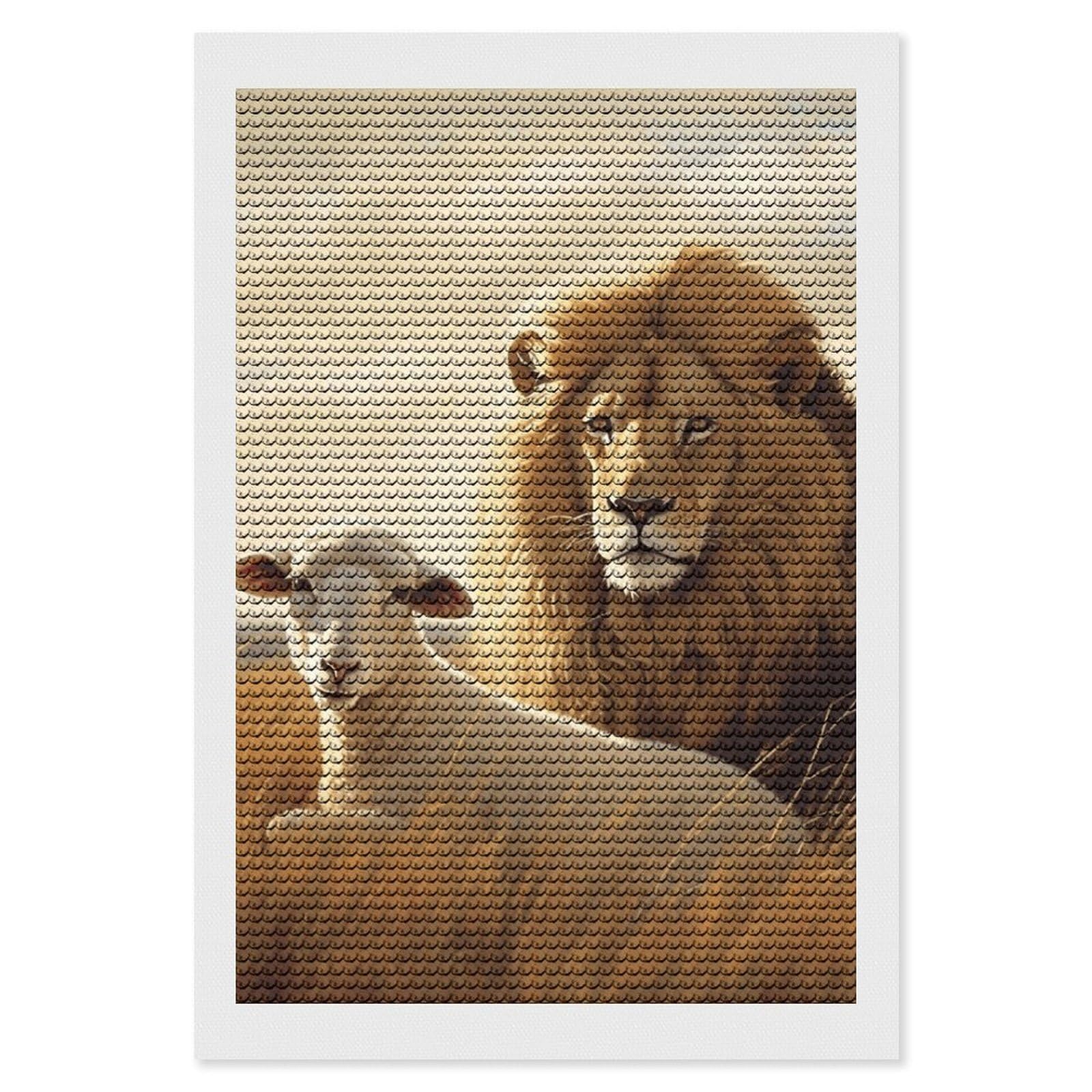 NONHAI Diamond Painting Kits for Adults - DIY Diamond Art Kits for Beginners - Full 5D Paint Drill Diamond Dots Paintings- Lion Sheep Diamonds Pictures Gem Art and Craft Wall Decor 8"x12"