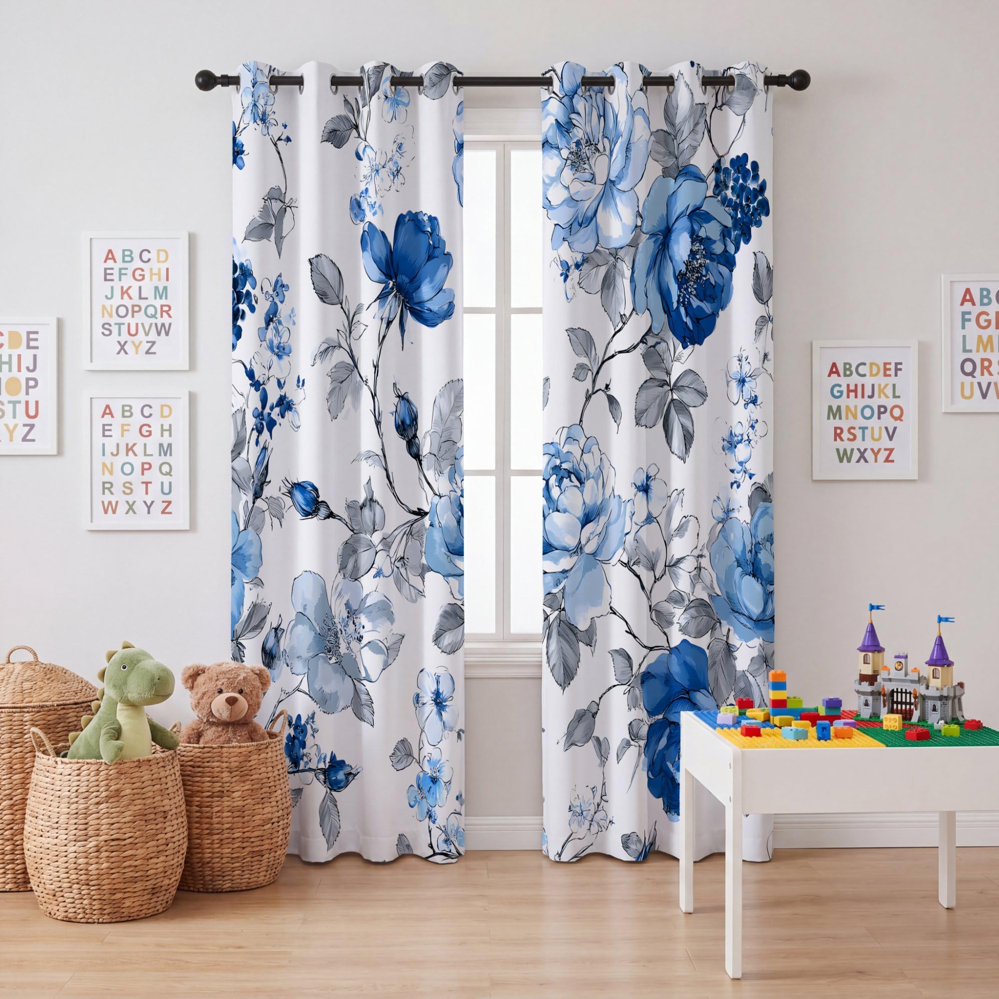 Nieprzezroczyste firanki z nadrukiem, wys. 260 x szer. 140 cm (2 sztuki)