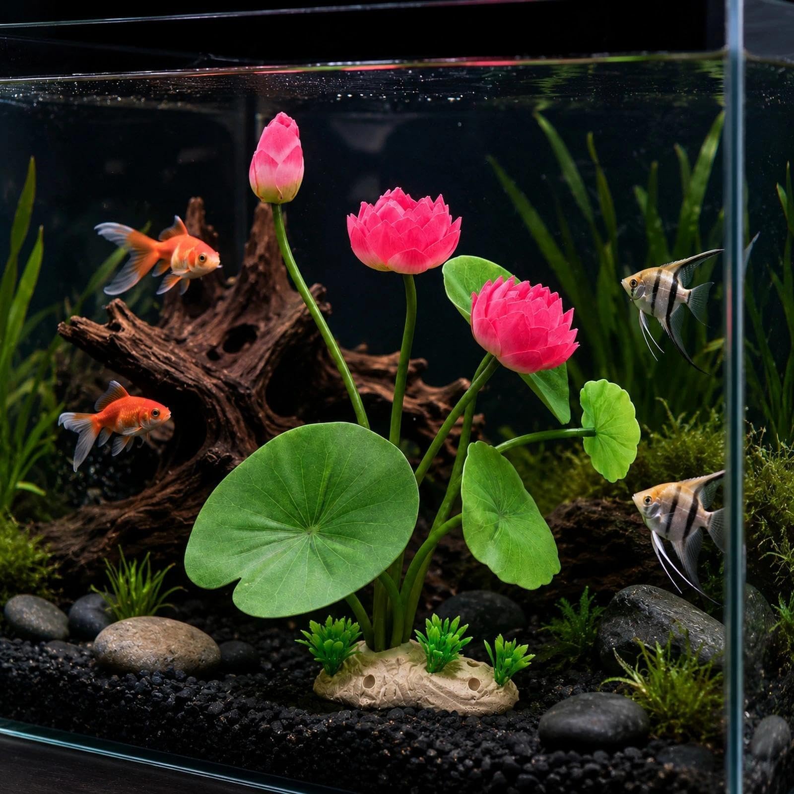 Amazon.co.jp: LOGOFUN 水族館 蓮の花 植物 人工蓮の花