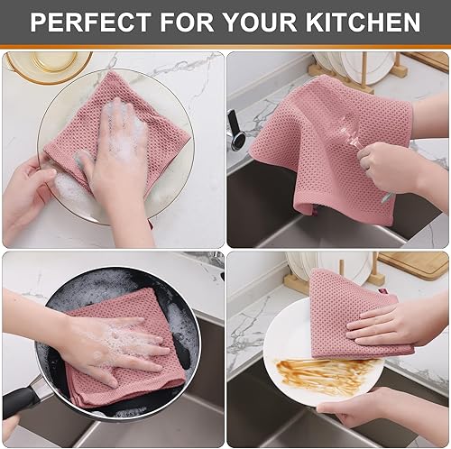 Miniatura 590 de Kitinjoy - Paños de cocina 100% algodón, paquete de 6 paños de cocina ultra suaves y absorbentes para secar platos, toallas de cocina de secado