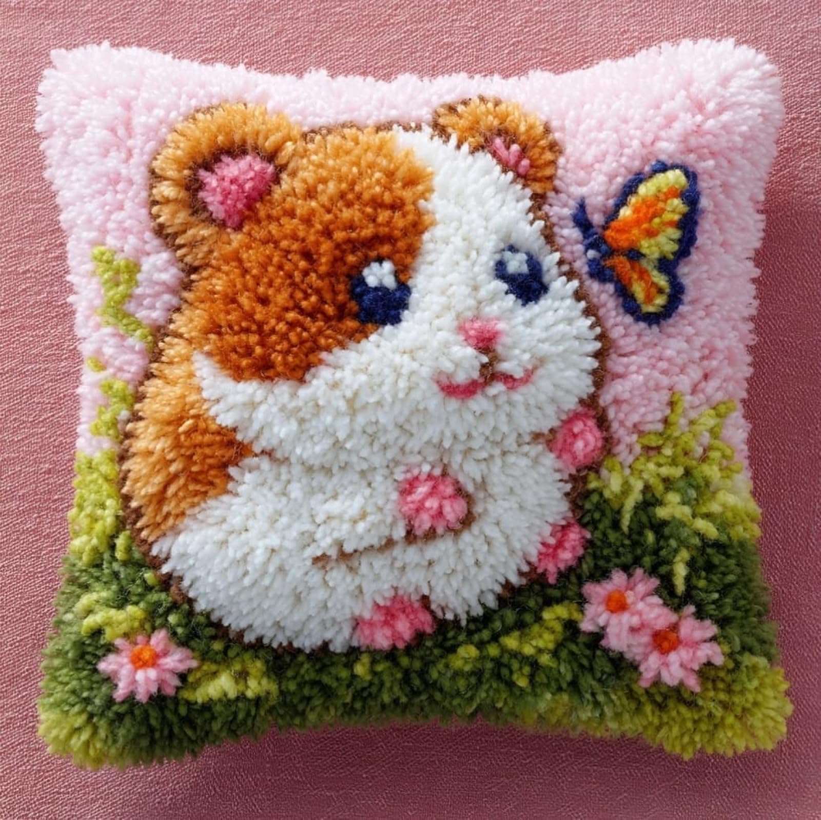 Wallustrioaw Hamsters And Butterflies Latch Hook Pillow Cover Kit,