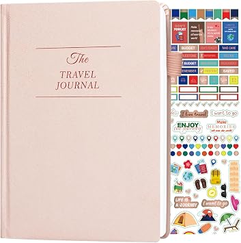 Travel Journal for Women & Men - Budget Travel Planner Notebook for 6 Trips Organizer- Travel Scrapbook to Record Memories and Adventures - Gifts for People Who Travel, Pink