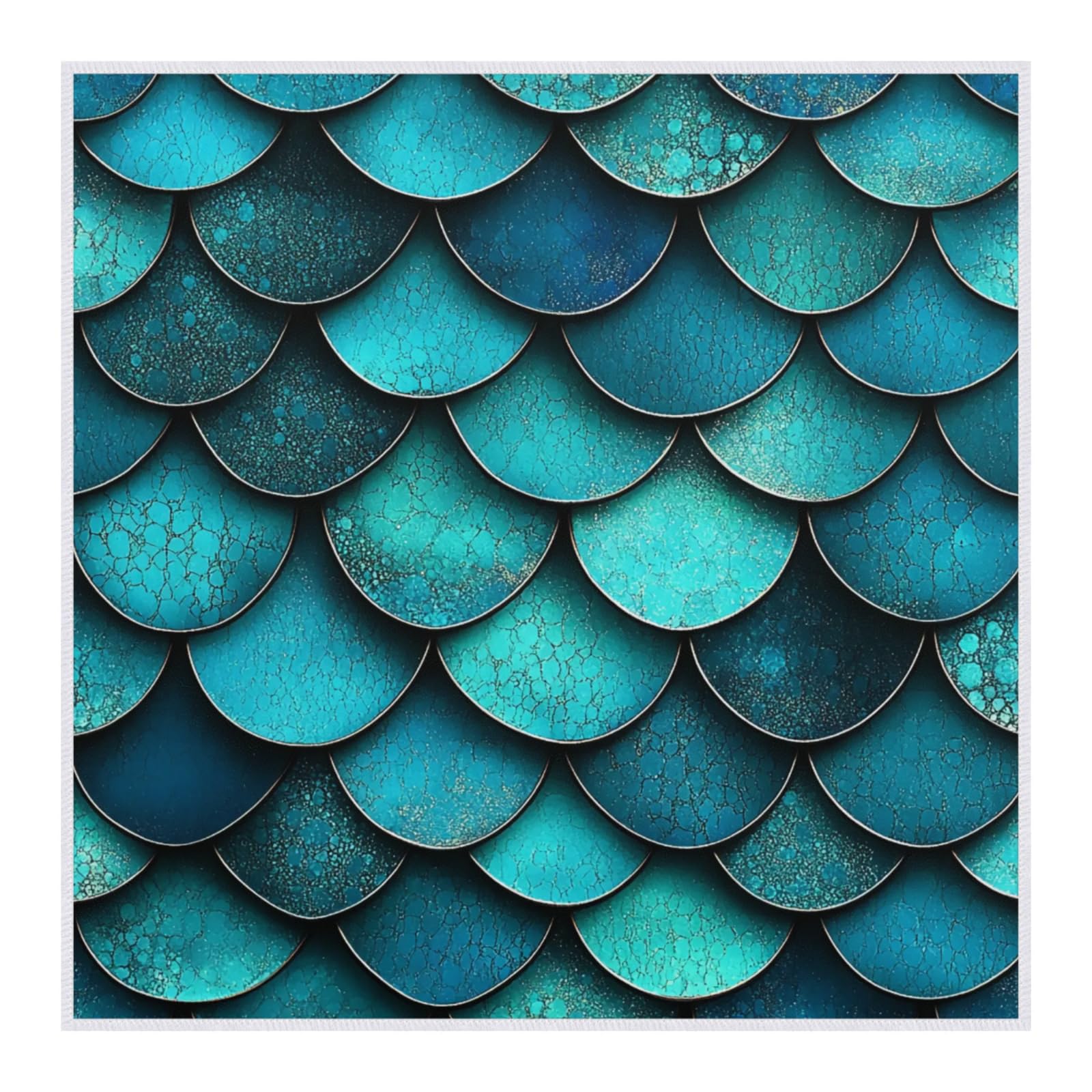 Noauroxn Cyan Magic Cloth Scales Cosmetic Bag Makeup Wrap Pouch Protective Self-adhesive Cloth Washable Anti-scratch Camera Lens Wrap Folding Wrapper