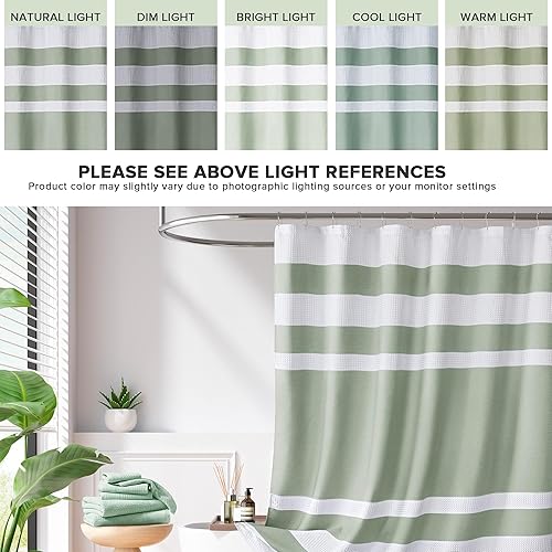Miniatura 4 de Madison Park - Cortina de ducha, punto gofre, cortina de ducha de tela con control de humedad Scotchgard 3M, 72 x 72 pulgadas, verde salvia