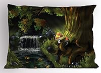 Vista 18 de Lunarable Funda de almohada de dibujos animados, corona blanca sobre fondo rosa, tiara gráfica de dibujos animados, estampado de letras de palabras