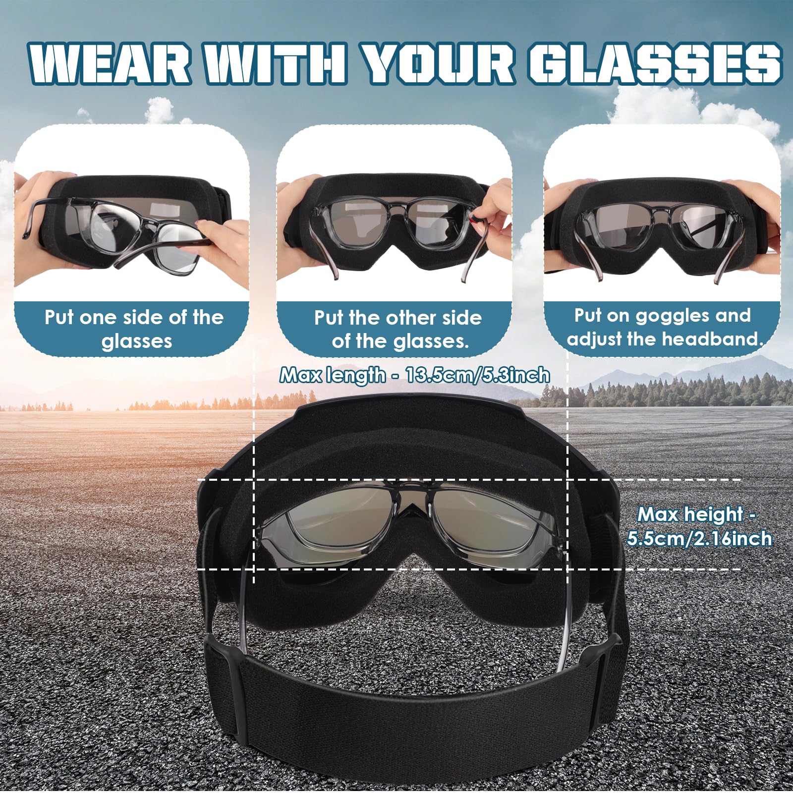 OXG Lunettes de moto OTG, anti-poussière, UV400, pour motocross, ski tout-terrain, pour adultes et jeunes