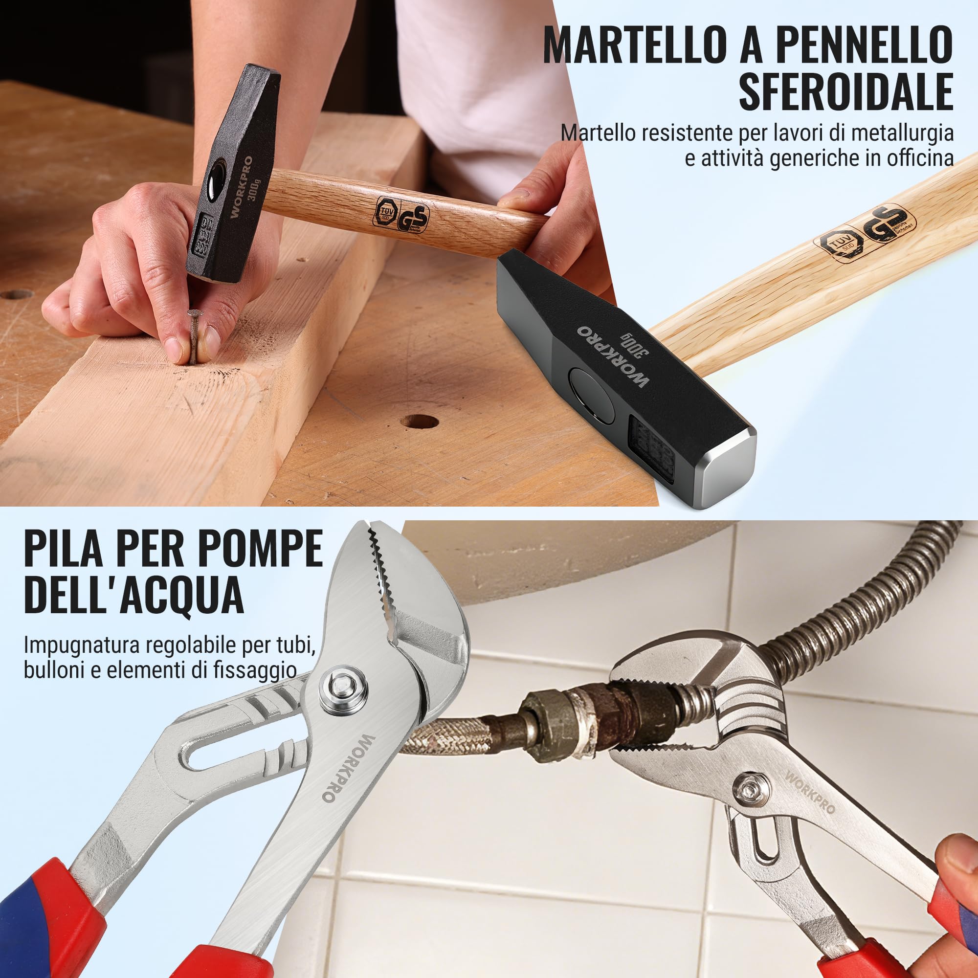 WORKPRO Cassetta Attrezzi da Lavoro Completa 119 Pezzi, Set di Attrezzi, Valigia Porta Utensili, Set Strumenti per Fai da Te