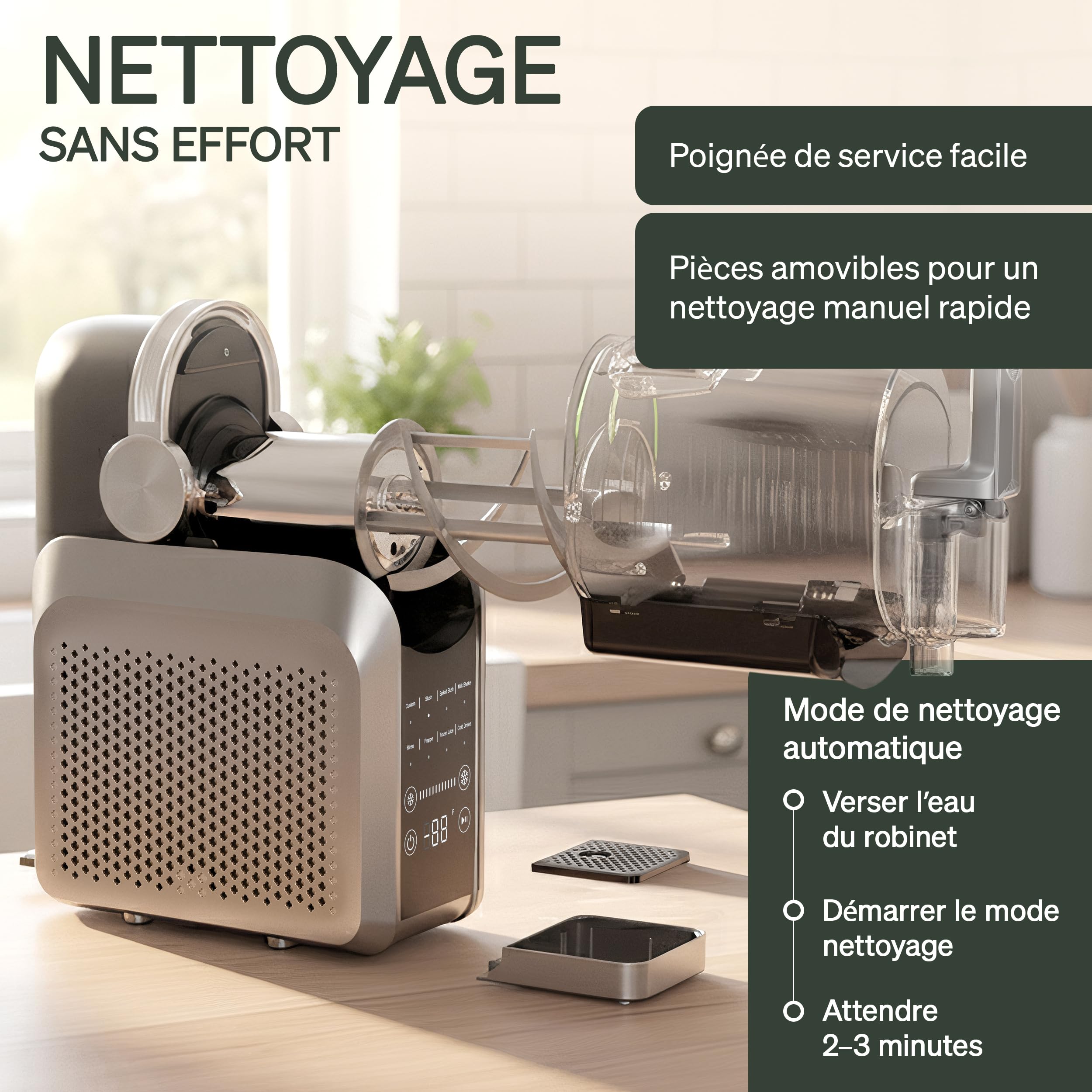 Machine à Granité 2,6 L, 7 en 1, sans glaçons – Machine à Slush avec écran LED & 7 programmes pour granité, frappé, milkshake, cocktails glacés, jus et boissons fraîches