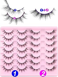 Manga Lashes Anime Eyelashes, DIY Strip False Lashes Natural Look Fake Eyelashes Fluffy Wispy False Eyelashes Spiky Eye Lashes Pack (3 Styles, 14 Pairs)