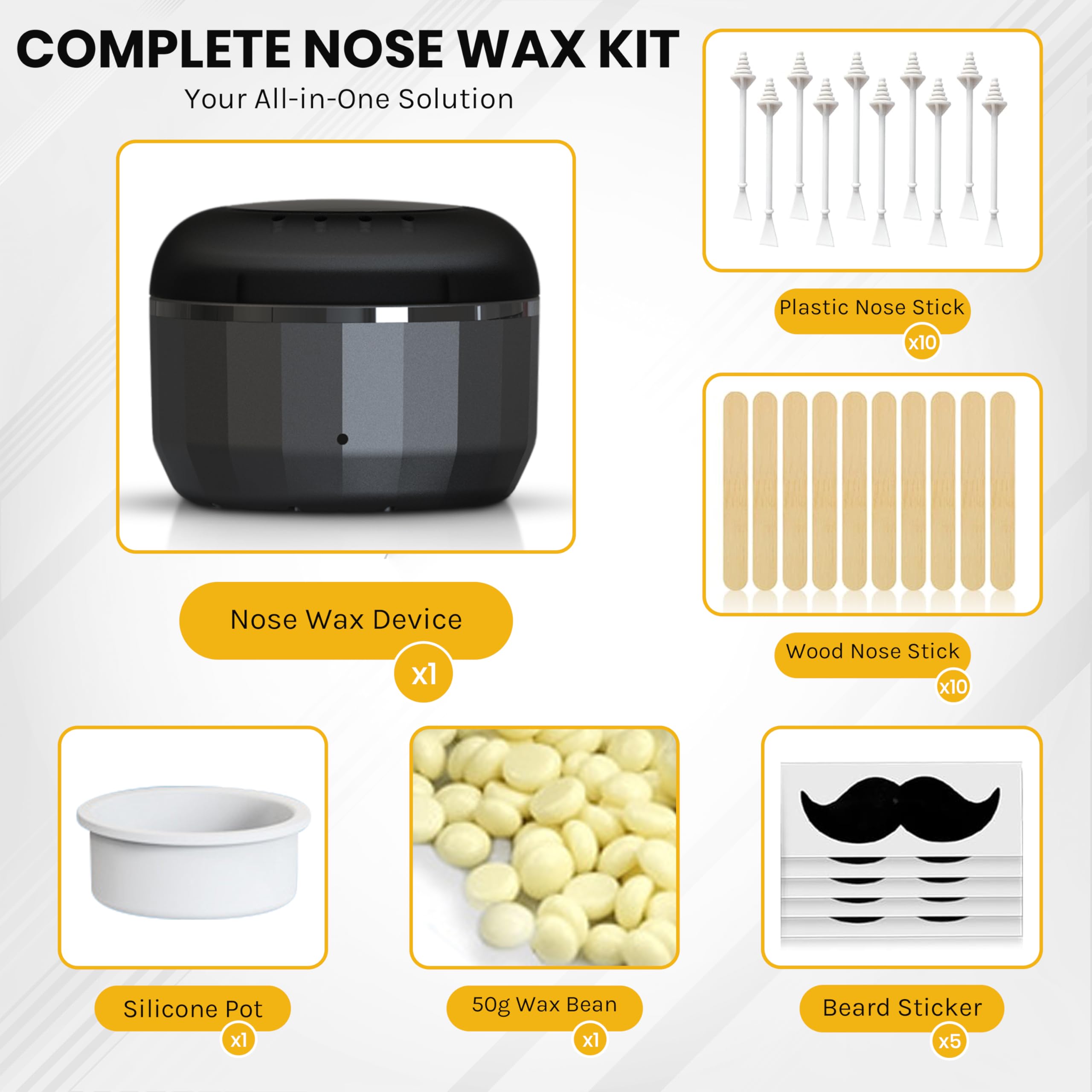 Dispositivo Depilazione a Cera per Naso e Viso | Kit iniziale per la rimozione del cerume con perline | Kit con Cera Rimozione Precisa dei Peli Uso Facile a Casa Risultati Duraturi