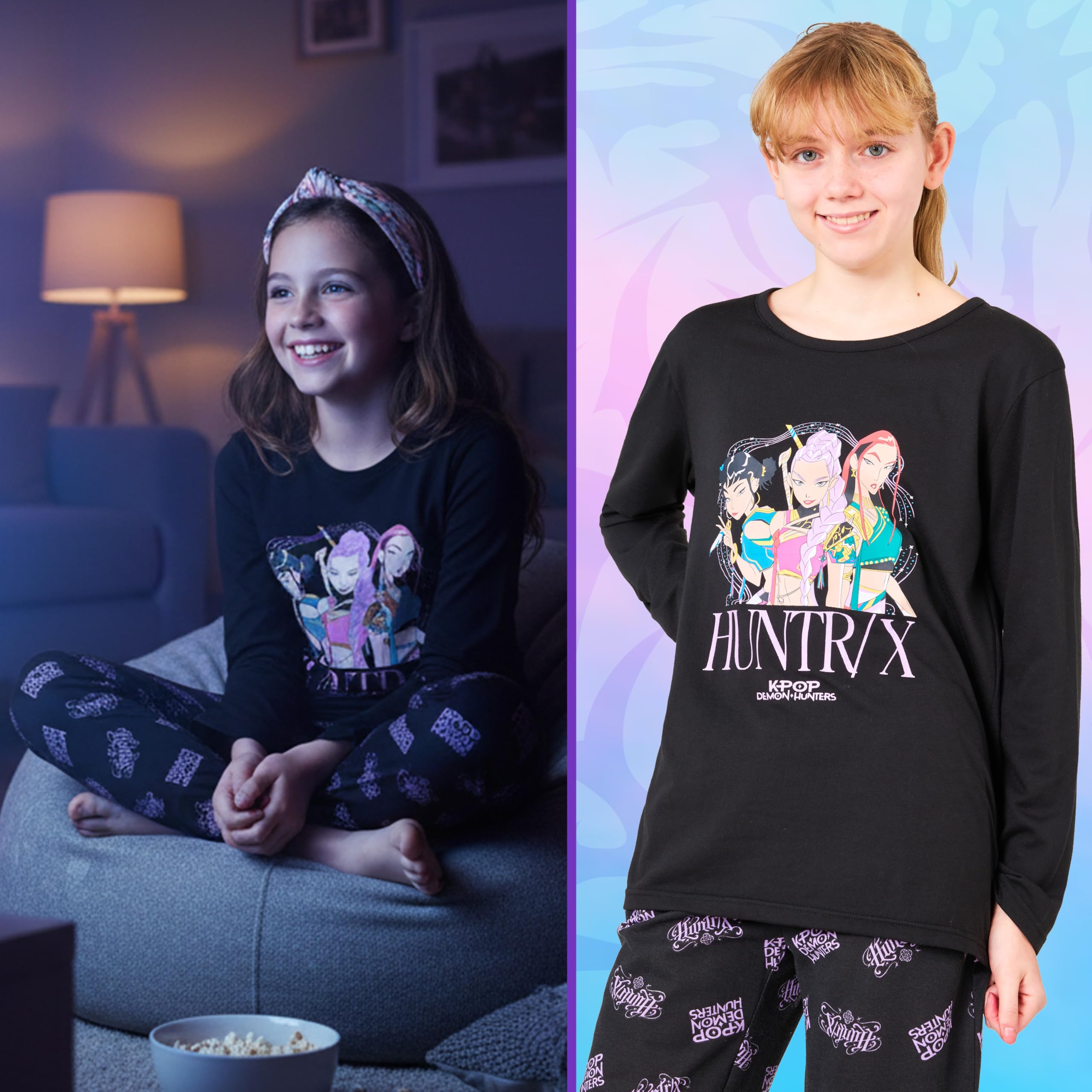 KPop Demon Hunters Officiel Pyjama Fille & Ado 5-14 Ans, Haut Doux et Pantalon Long, Idée Cadeau
