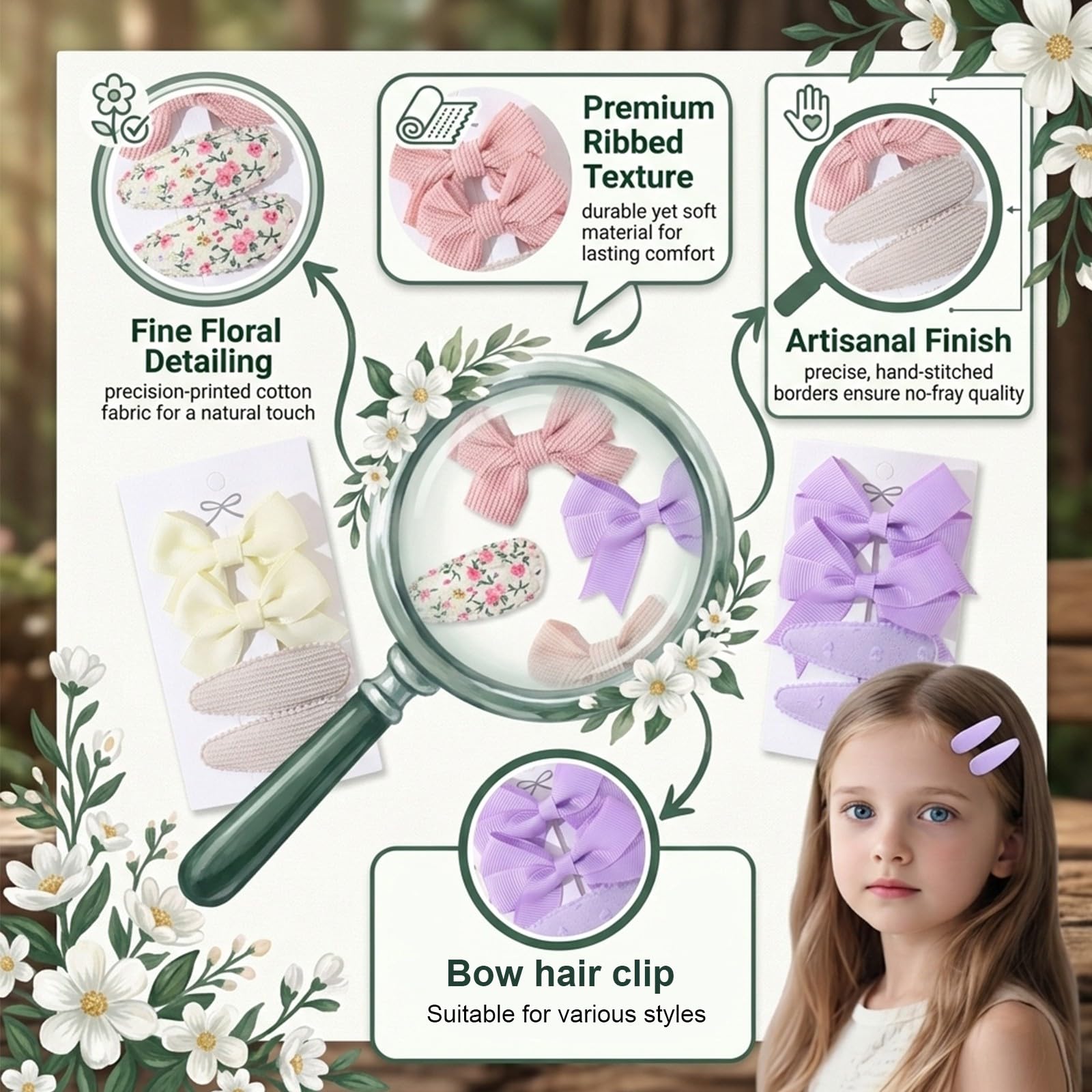 20 Pezzi Mollette Capelli Bambina Fiocchi Capelli Bambina in Tessuto Antiscivolo Fermagli Capelli Bambina Set Mollette Capelli Neonata per Capelli Fini e Accessori Bambini