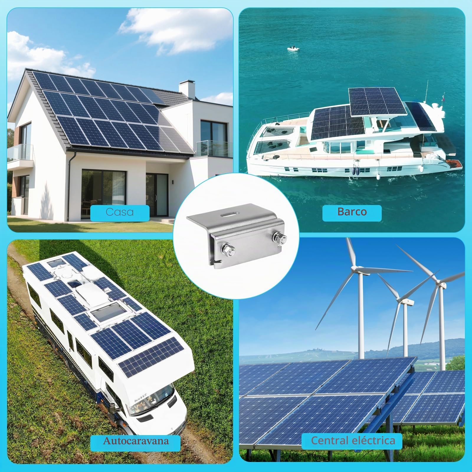4 Piezas Abrazaderas para tejado en acero inoxidable 304 Fijaciones solares para paneles fotovoltaicos para techos metálicos y juntas en pie, paneles solares, resistentes corrosión y duraderas