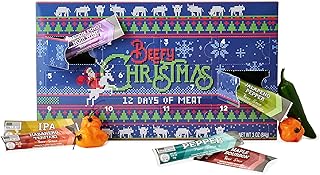 Man Crates, 12 Days of Jerky Advent Calendar 2025 Featuring "Ugly Christmas Sweater" Artwork – Includes 12 Delicious Bites of Beef Jerky – Festive Flavors Like Habanero, Maple Bourbon & More