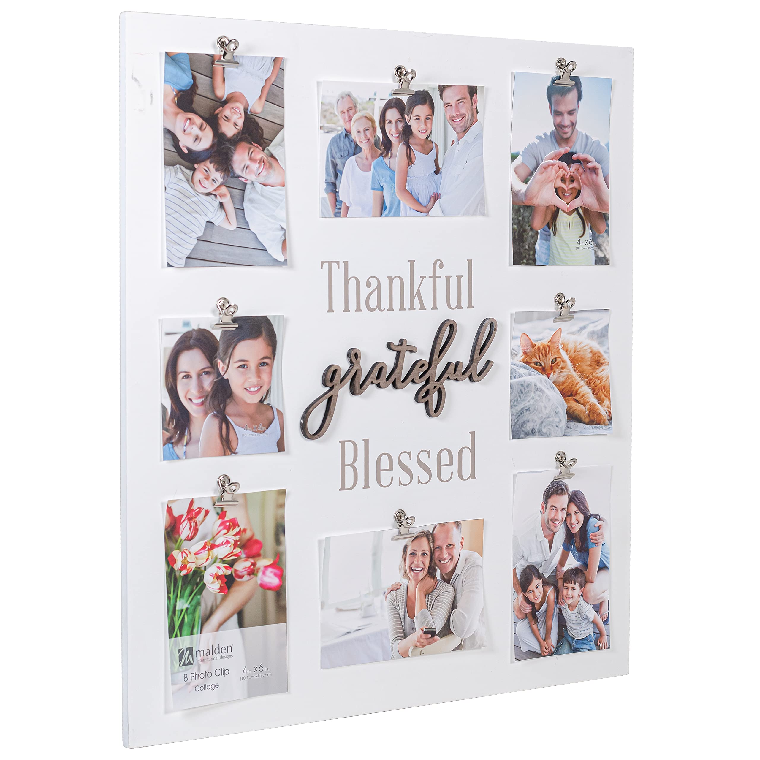 Malden International Photo Clip Wall Collage (Thankful Grateful Blessed)