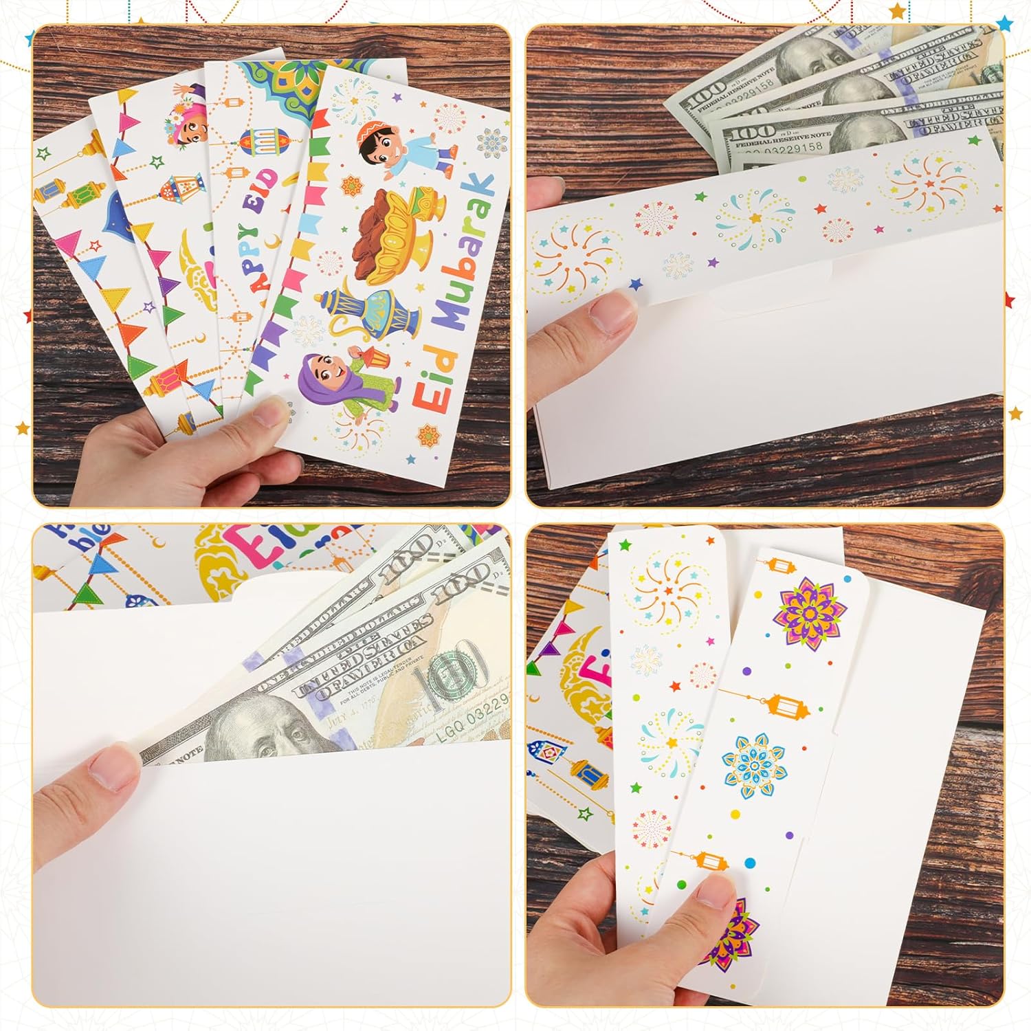 HOWAF 32pcs Eid Holiday Gift Money Envelopes, Ramadan Mubarak Cash Envelopes, Eid Mubarak Envelopes Card Holders for Kids, Happy Eid Colorful Gift Card Holders Ramadan Holiday Celebration, 8 Styles image 4 of 7 B0CR33DP3G