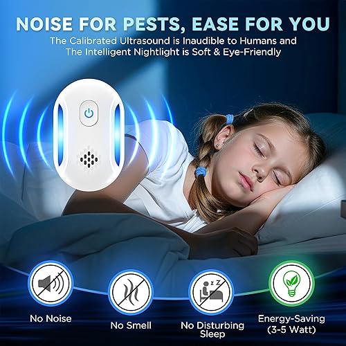 Miniatura 6 de Repelente ultrasónico de insectos y plagas para interiores, fuerza de conducción más fuerte, repelente electrónico de control enchufable para