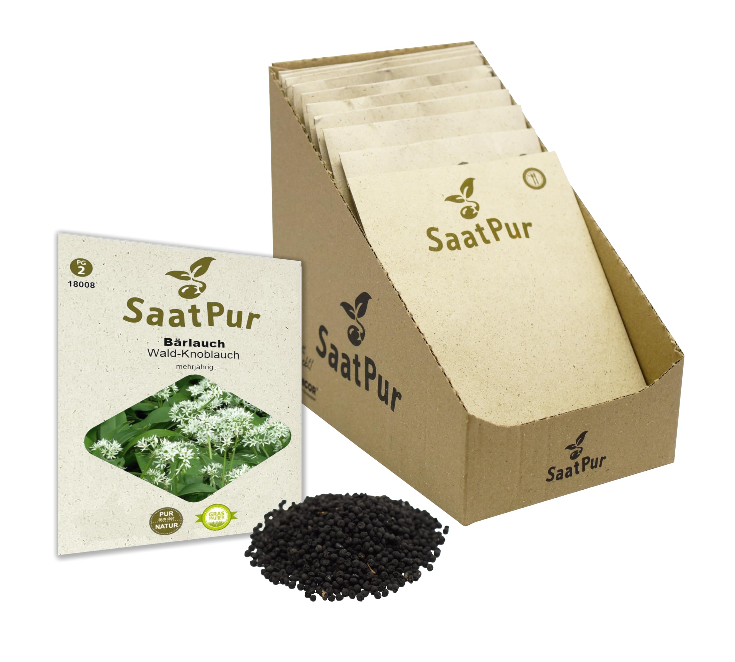 SaatPur Bärlauch Samen - Kleines Tray mit 25 Portionstüten für je ca. 50 Pflanzen