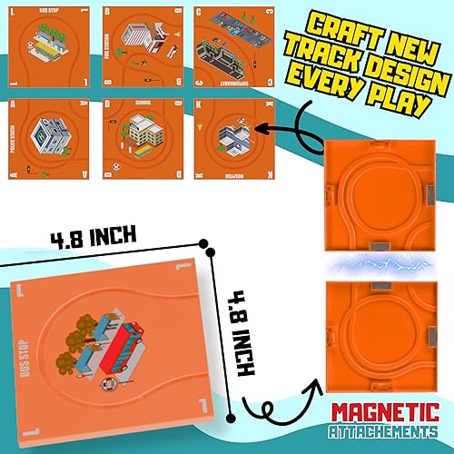 Miniatura 5 de Juguetes de pista de carreras para niños  (11 piezas) rompecabezas de azulejos magnéticos para niños juguetes para niños 3-5 con vehículo de camión