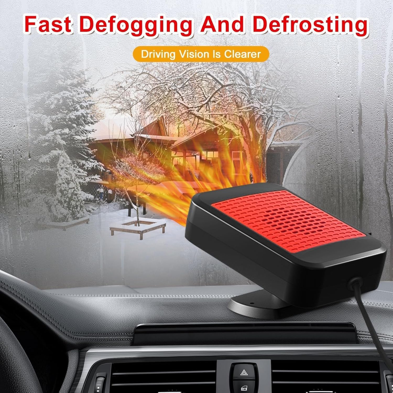 Riscaldatore per auto, ventola di riscaldamento e raffreddamento rapido da 12 V 200 W, sbrinatore e antiappannante portatile per parabrezza con spina per accendisigari per auto, camper e SUV