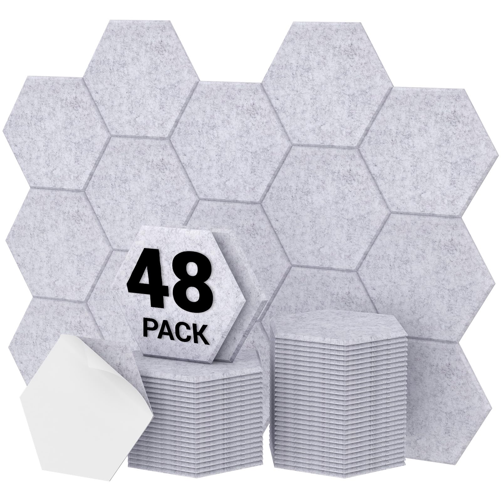 Hexagon Akustikplatten selbstklebend, TONOR Schallabsorber Schallschutz mit Hochdichte Wandfliesen Schall Dämmung für Studio, Büro, Akustische Behandlung und Wanddekoration