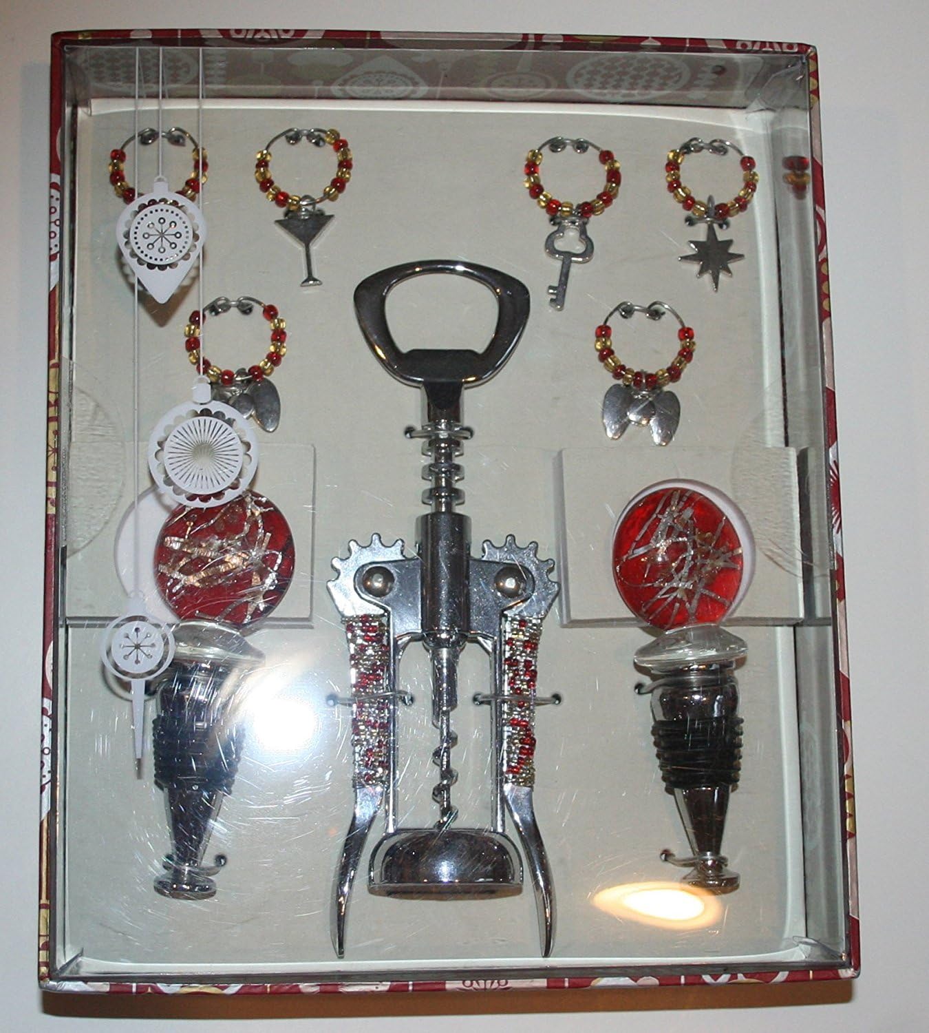 Wild Eye Designs Wine Set 6 Wine Charms/2 Bottle Corkers/1 Opener