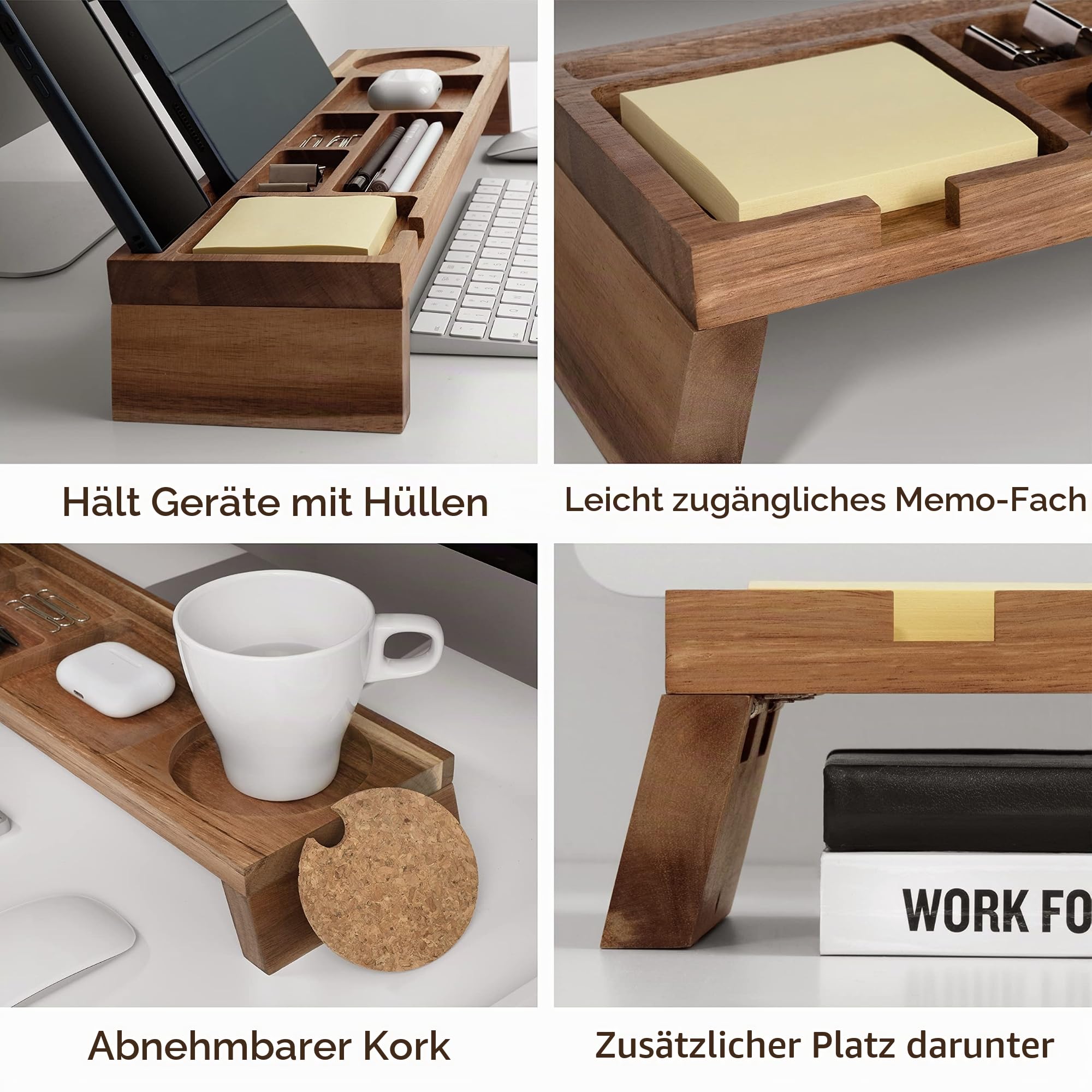 NAUMOO Schreibtisch-Organizer aus Holz (Akazienholz)