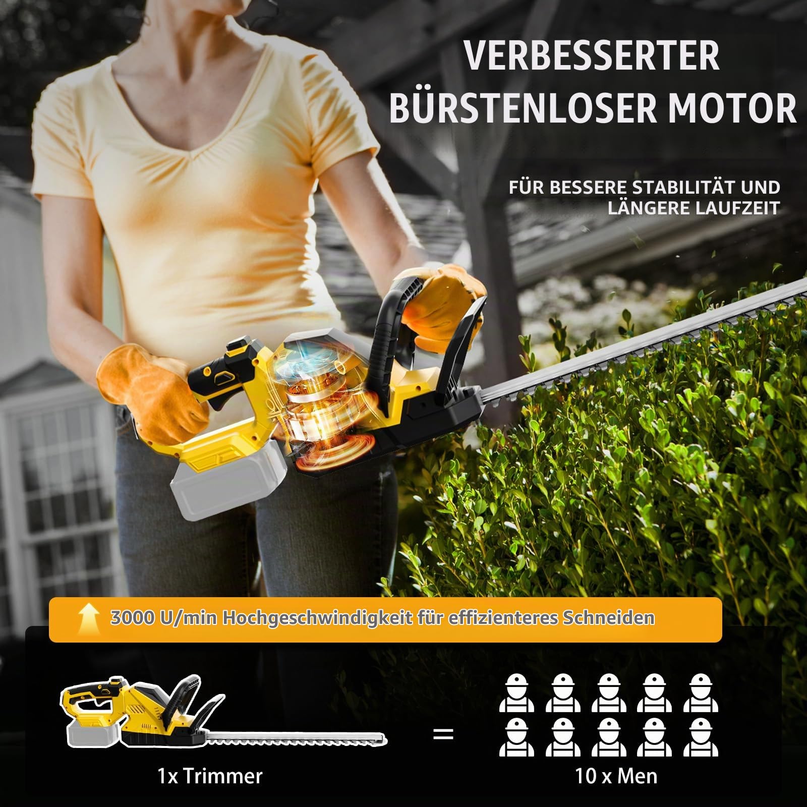 Akku Grasschere Strauchschere Set kompatibel mit Dewalt 18V 20V ohne Akku