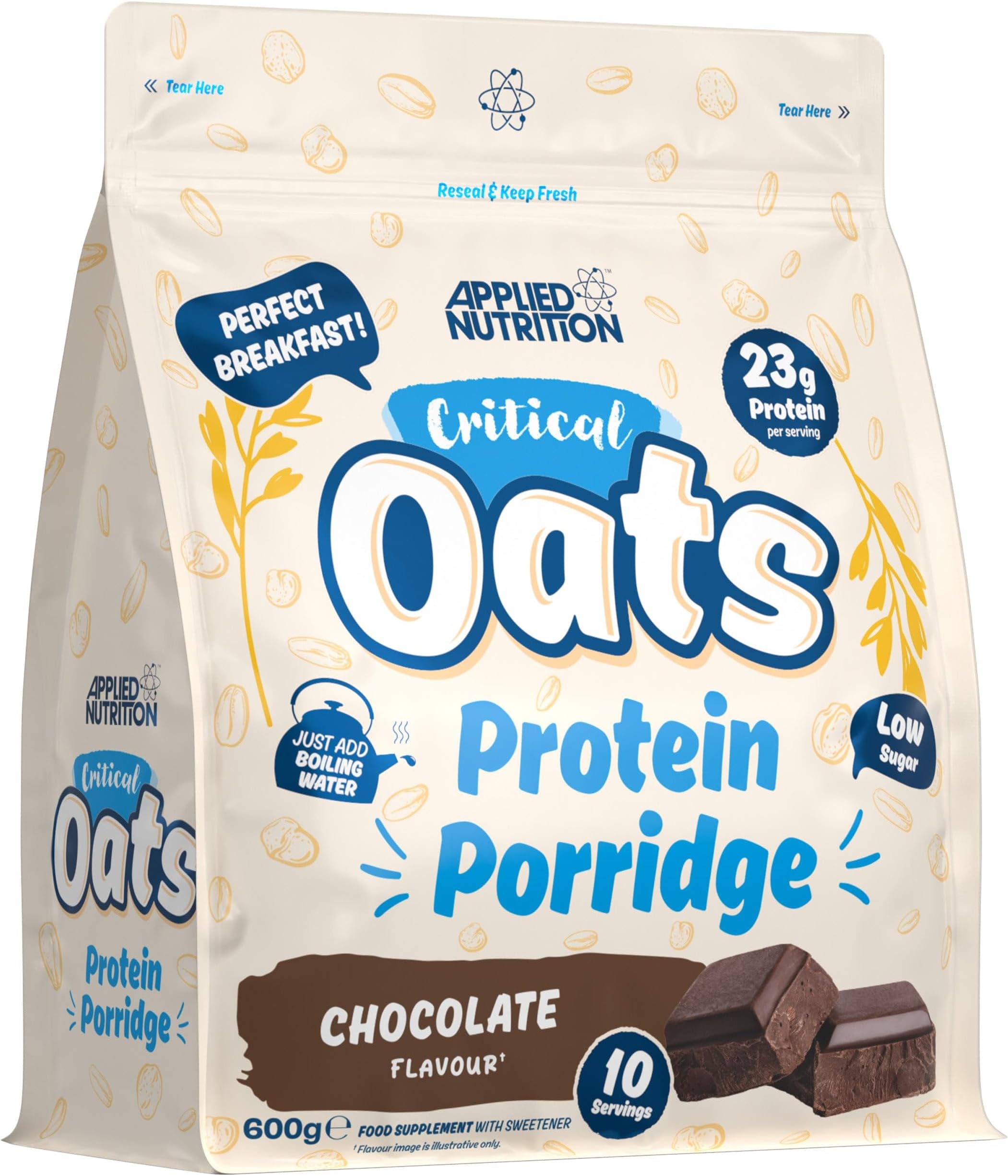 Critical Oats Advanced Protein Porridge - Whey Protein Powder Blend with Wholegrain Oats & ISO-XP Protein Isolate, Amino Acids, Easy Mix (600g - 10 Servings) (600g, Chocolate)