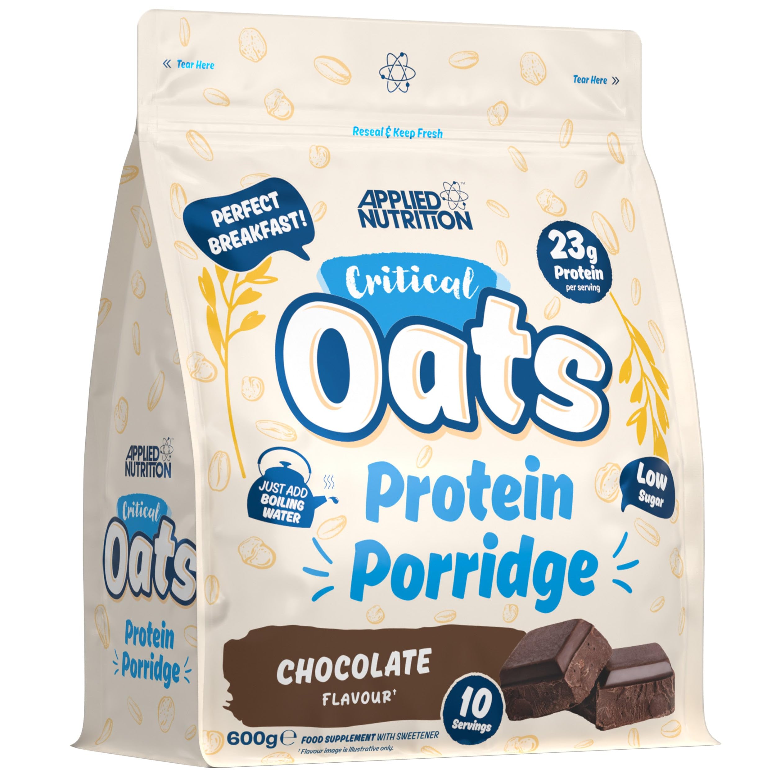 Applied Nutrition Critical Oats Advanced Protein Porridge - Whey Protein Powder Blend with Wholegrain Oats & ISO-XP Protein Isolate, Amino Acids, Easy Mix (600g - 10 Servings) (Chocolate)