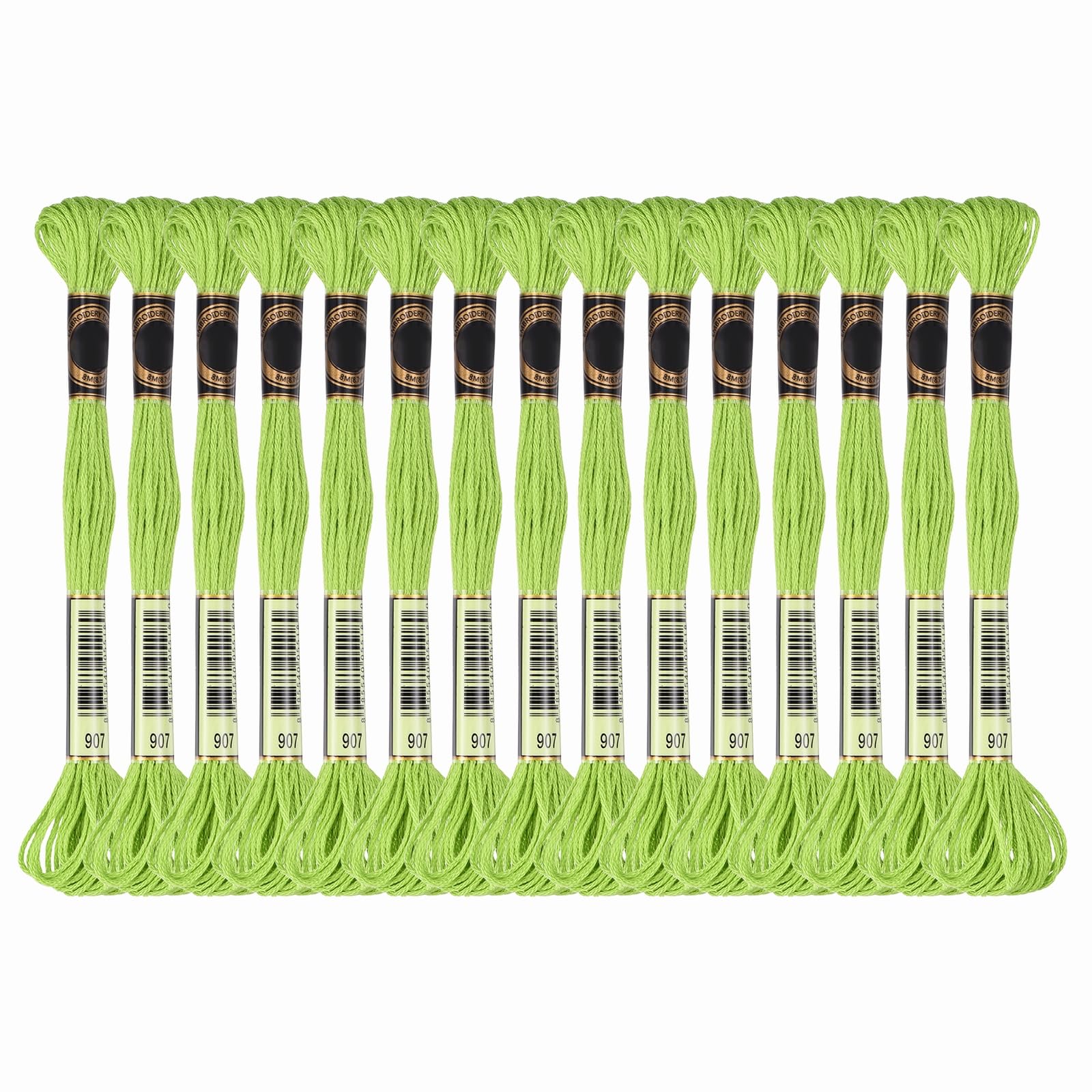 PATIKIL 15 Skeins Embroidery Floss, Solid Colors Polyester Embroidery Threads Friendship Bracelets String for Cross-Stitch Hand Embroidery, Glass Green