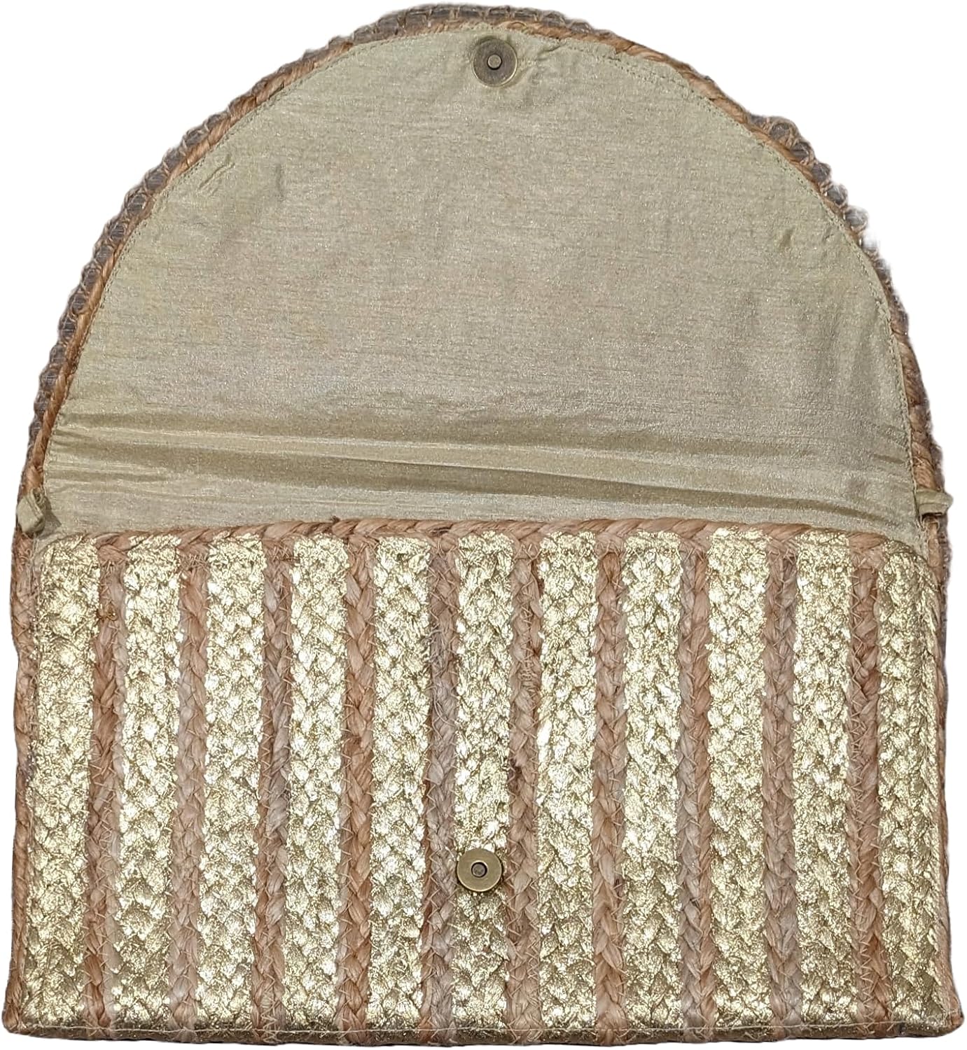 Lily Jute Clutch Purse Metallic Stripe Print Bohemian Hipster Beach Wedding Natural Boho Summer Handcrafted in India Handbag