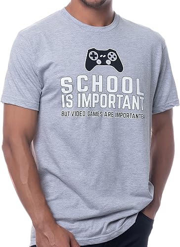 School is Important, but Video Games are Importanter Funny Gamer Humor Joke for Men Women T-Shirt