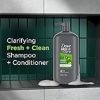 Vista 5 de DOVE MEN + CARE 2 in 1 Shampoo and Conditioner Fresh & Clean for Clean Hair Shampoo and Conditioner for Stronger, Healthy Hair Everyday 31 oz