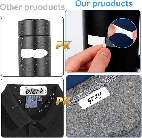 Miniatura 4 de 120 etiquetas de ropa sin planchado, etiquetas de nombre de ropa de tamaño más grande, etiquetas autoadhesivas para escritura, etiquetas de tela