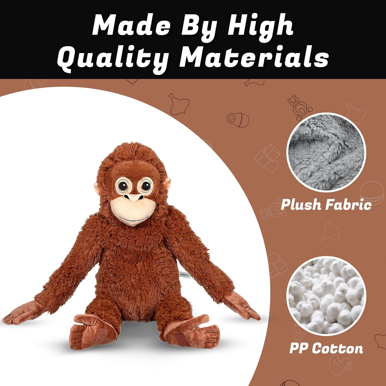 Punch Monkey Plush Toy 15.94 in – Cute Soft Monkey Stuffed Animal, Birthday Character Plushie, Gift Plush for Kids, Huggable Toy
