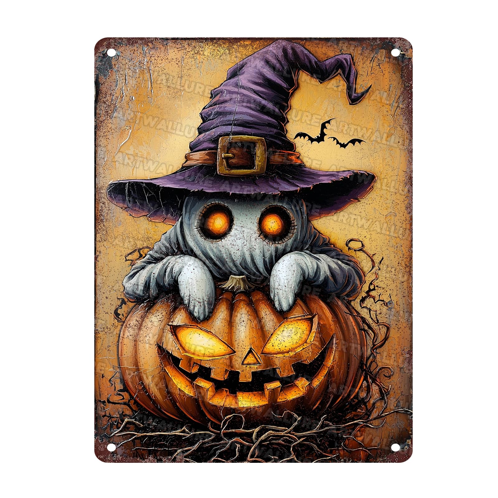 Halloween Pumpkin Vintage Sign Ghost Metal Tin Sign for Home Bar Kitchen Hotel Dining Room Coffee 12x16inch