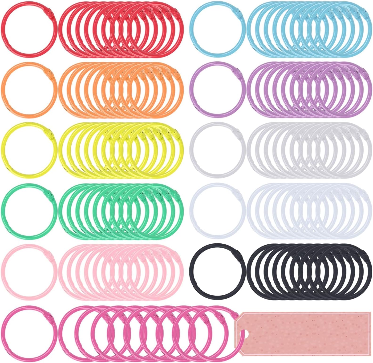Premium Metallic Loose Leaf Binder Rings, 66 PCS Organization Clips for Notebooks, Flash Cards & Keychains, 1.2 Inch, 11 Colors