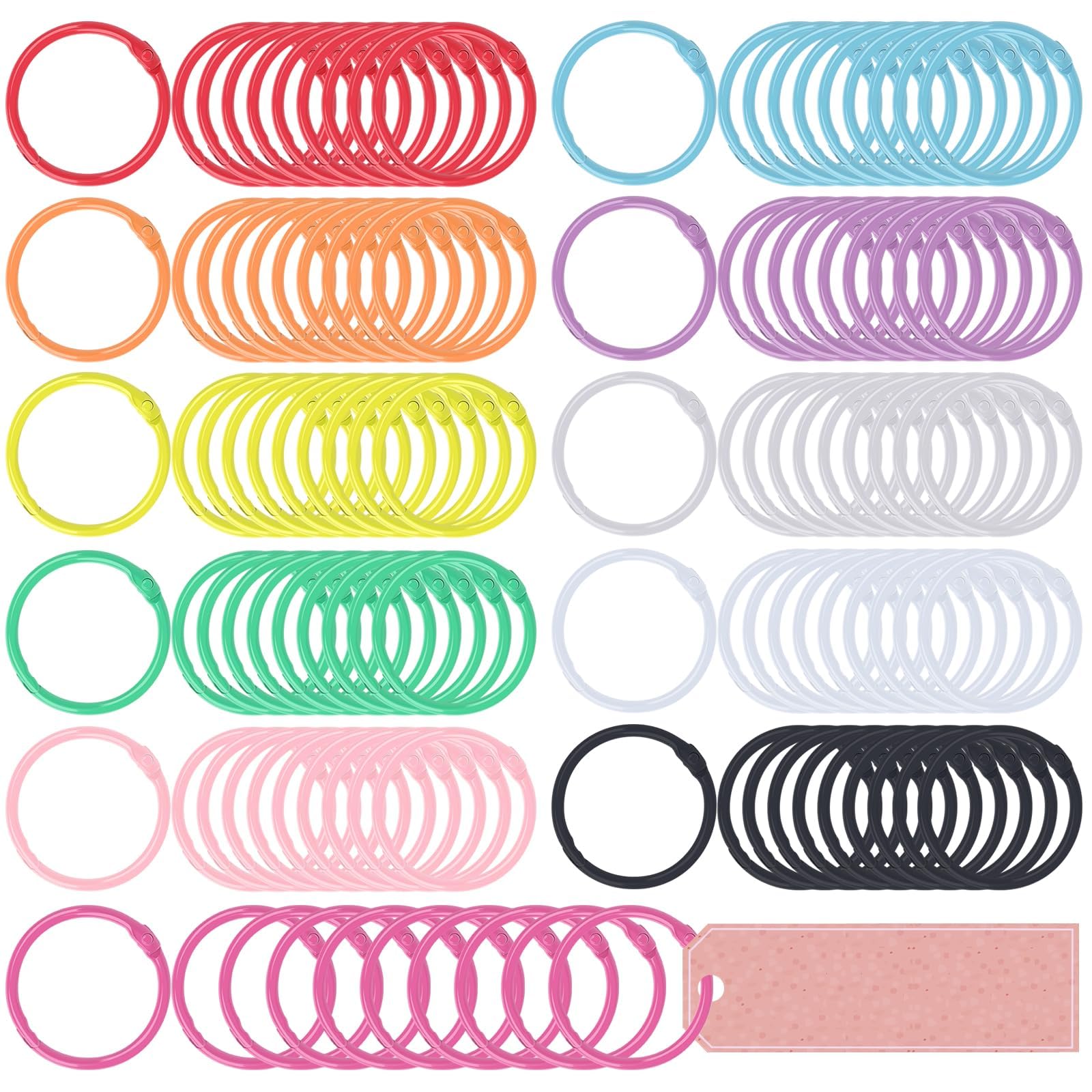 Premium Metallic Loose Leaf Binder Rings, 66 PCS Organization Clips for Notebooks, Flash Cards & Keychains, 1.2 Inch, 11 Colors