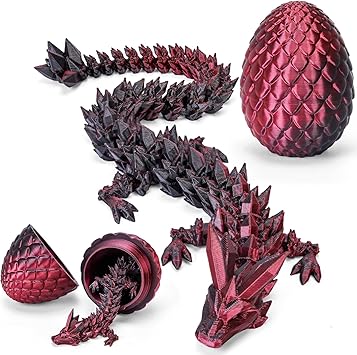 TBOLINE 12" 3D Printed Dragon Egg, Cool 3D Printer Articulated Crystal Dragon Toys for Kids, Surprise Animals Figurines Fidget Dinosaur Eggs Toys for Boys Kids Teen 5-7 4-6 8-12