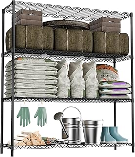 Stand Shelf Wire Rust-Proof Outdoor Storage Shelving 4-Tier Utility Shel...